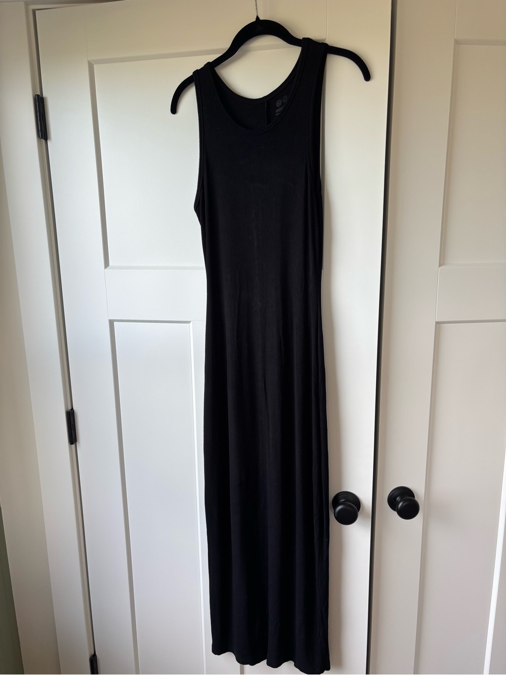 Maternity Ribbed Black Sleeveless Maxi Dress - Classic Everyday Style